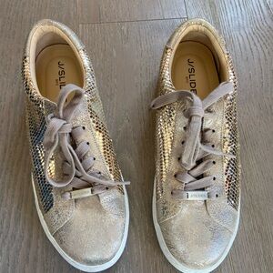 J/SLIDES Gold and Tan Sneakers